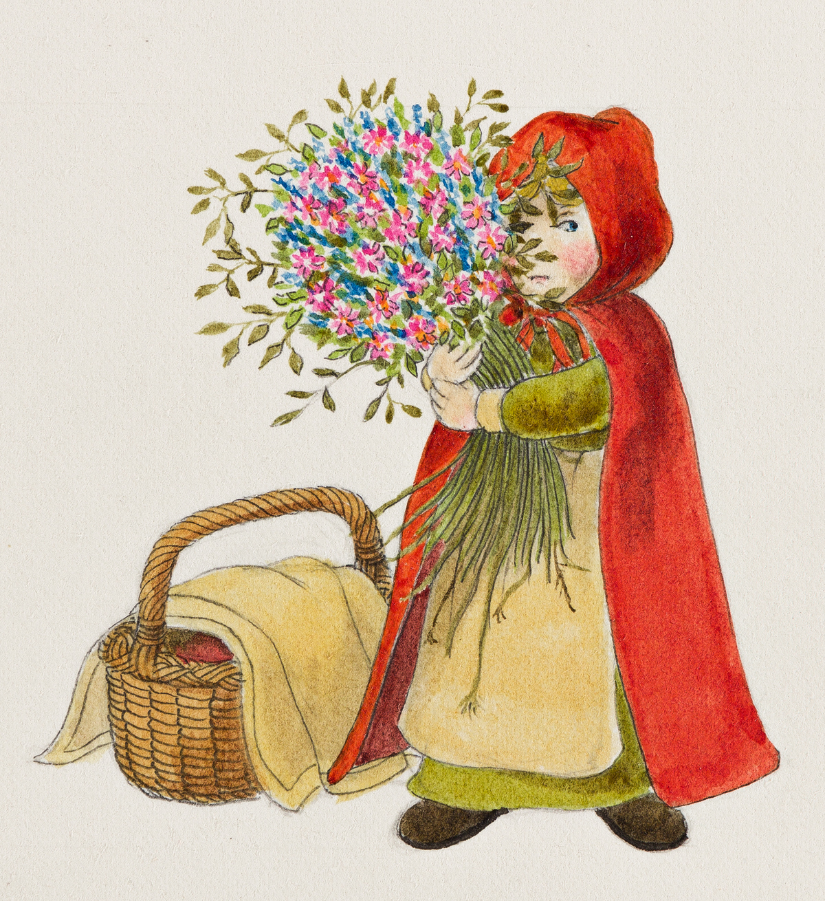 WILLIAM PÈNE DU BOIS (1916-1993) Little Red Riding Hood with Basket & Bouquet. [CHILDRENS / FAIRY TALE]